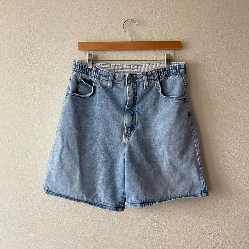 90s vintage LEE long denim shorts light wash baggy mom jean shorts